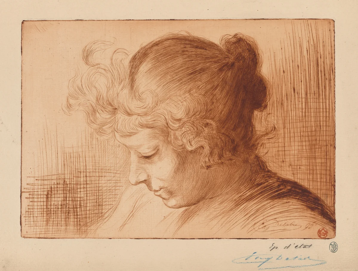 Portrait of Madame Delâtre by Eugène Delâtre, print, 1854-1938