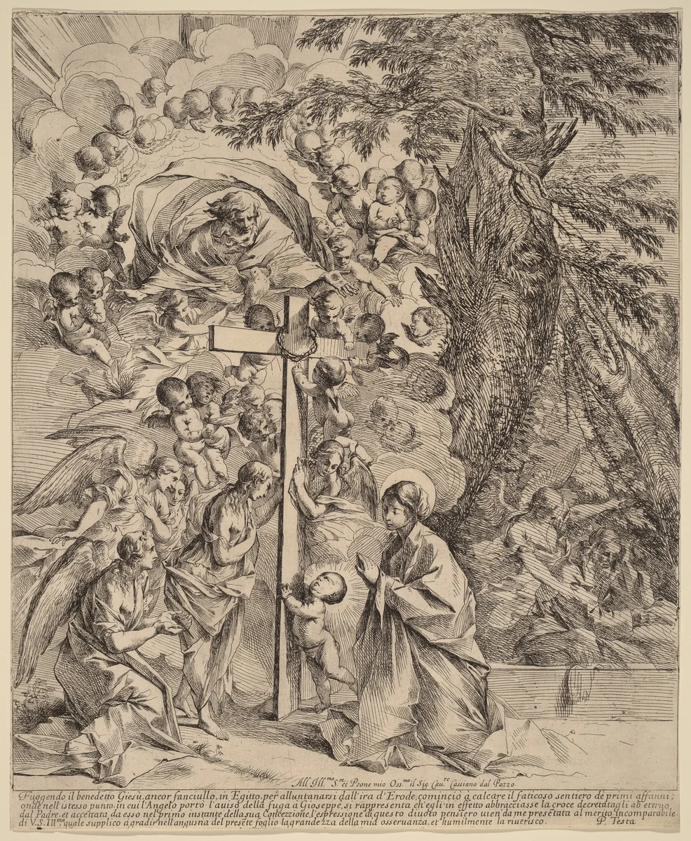 The Infant Christ Embracing the Cross (The Dream of Joseph) by Pietro Testa, print, 1635-1637