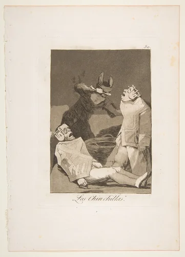 Plate 50 from "Los Caprichos": The Chinchillas (Los Chinchillas) by Goya, print, 1799