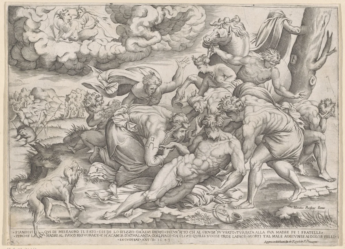 Dood van Meleager by Nicolas Beatrizet, print, 1543