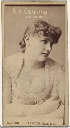 Card Number 103, Lizzie Hight, from the Actors and Actresses series (N145-6) issued by Duke Sons & Co. to promote Duke Cigarettes by W. Duke, Sons & Co., photograph, 1880-1889