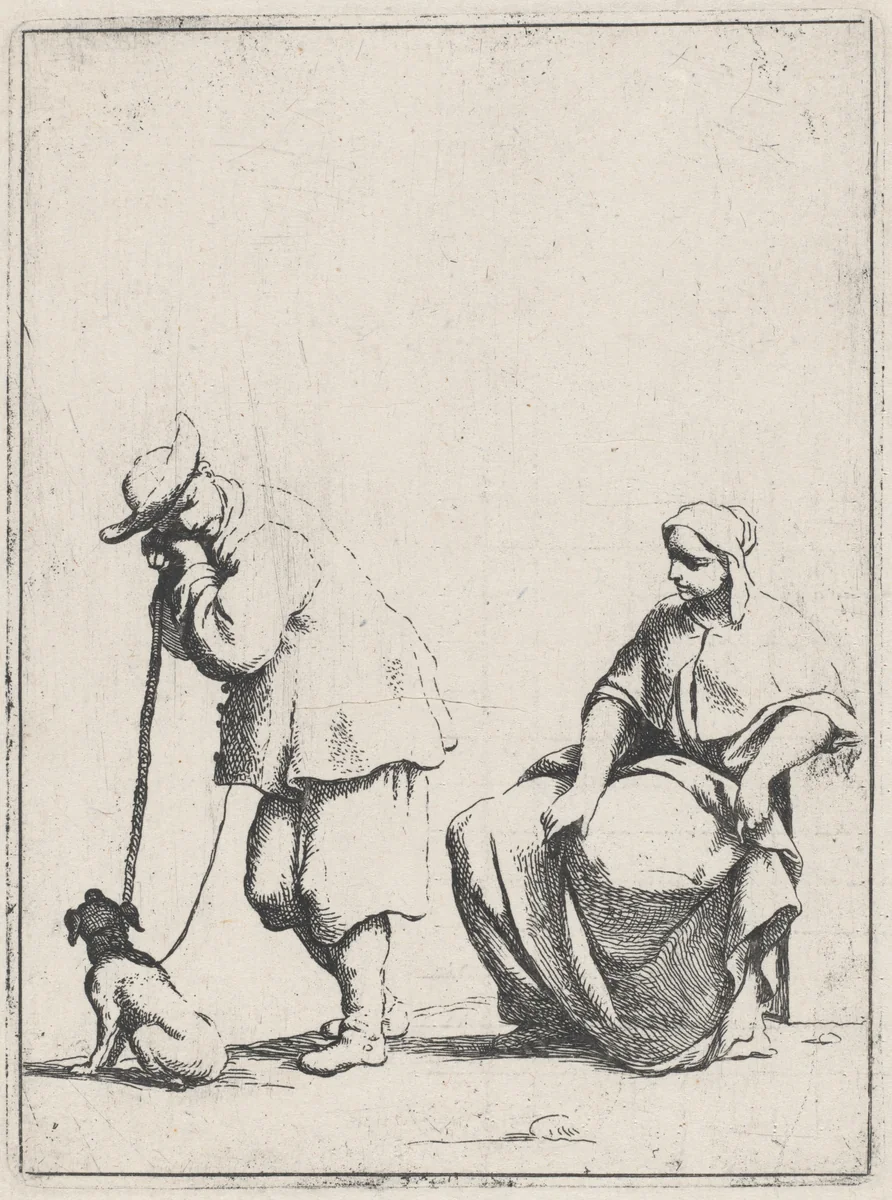 Blind Man and a Woman by Giuseppe Maria Crespi, print, 1681-1691
