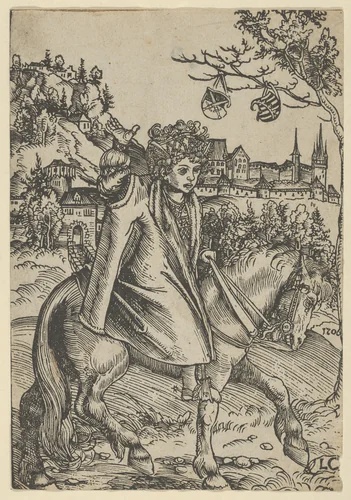 A Saxon Prince on Horseback by Lucas Cranach, print, 1472-1553