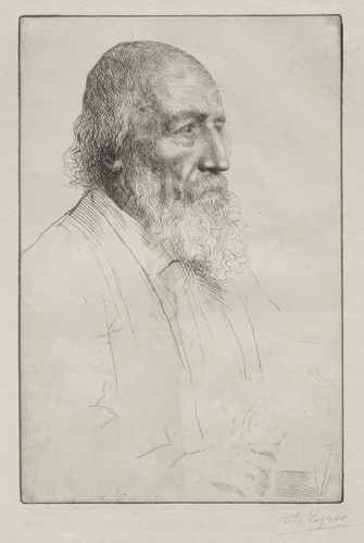 Alfred Lord Tennyson by Alphonse Legros, print, 1857-1911