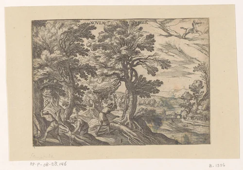 November: houthakken (boogschutter) by Unknown, print, 1575-1613