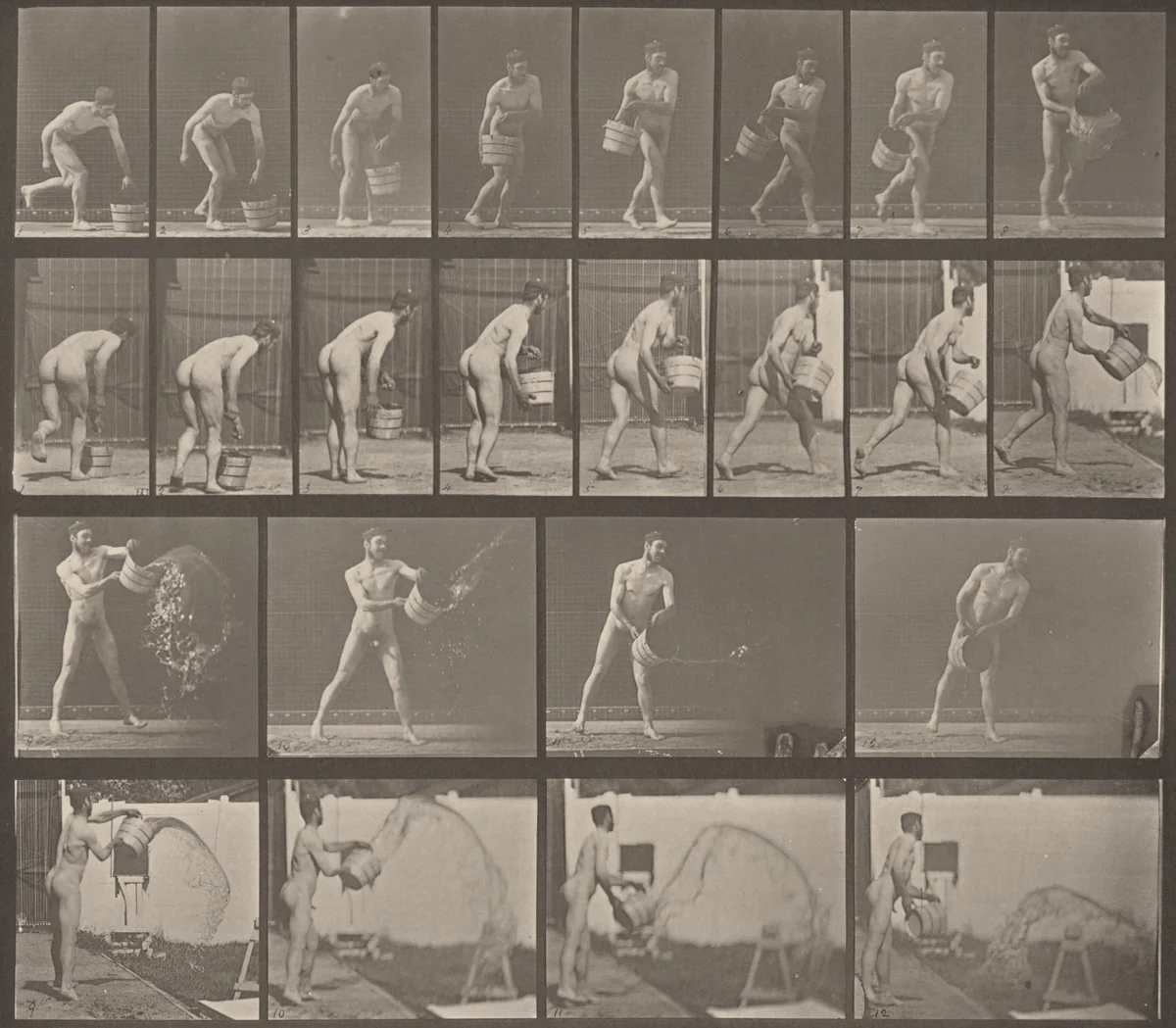 Plate Number 400. Emptying a bucket of water by Eadweard Muybridge, photograph, 1887