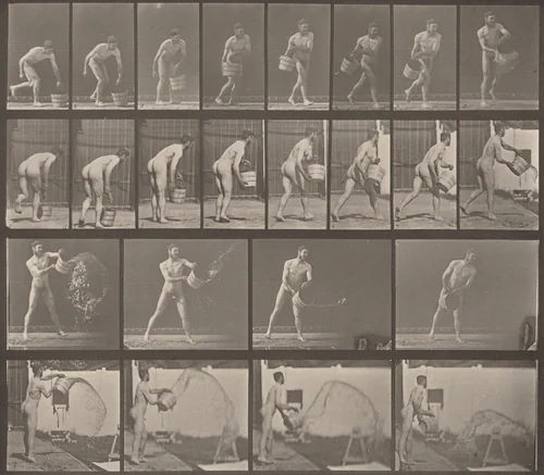 Plate Number 400. Emptying a bucket of water by Eadweard Muybridge, photograph, 1887