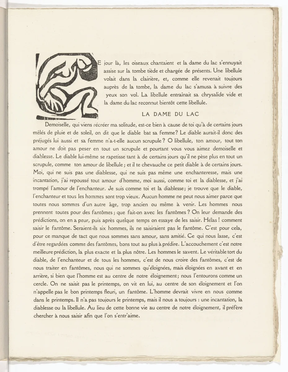 Pictorial initial (folio 33) from L'Enchanteur pourrissant by André Derain, illustrated book, 1909