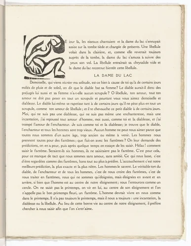 Pictorial initial (folio 33) from L'Enchanteur pourrissant by André Derain, illustrated book, 1909