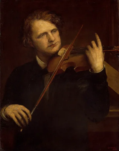 A Lamplight Study: Herr Joachim by George Frederick Watts, painting, 1868