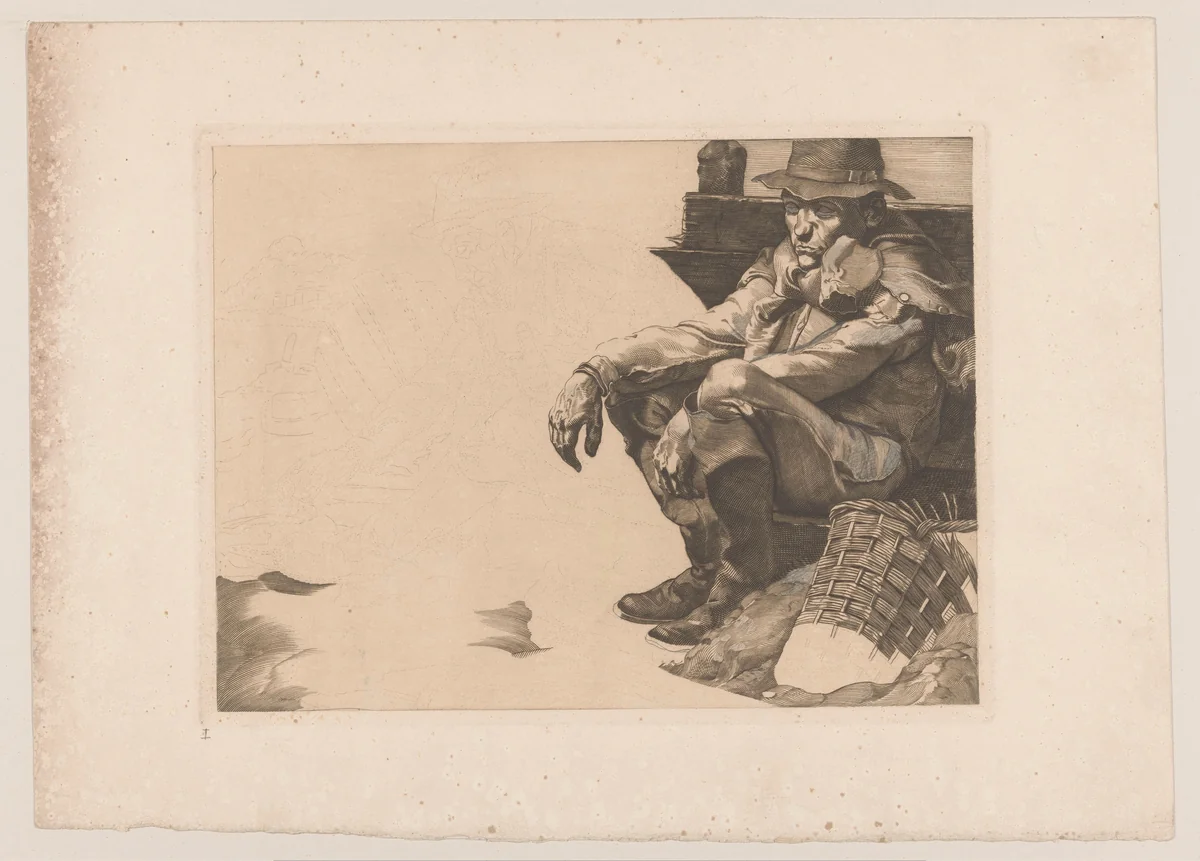 Twee schaftende arbeiders by Johannes Josephus Aarts, print, 1904