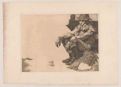 Twee schaftende arbeiders by Johannes Josephus Aarts, print, 1904