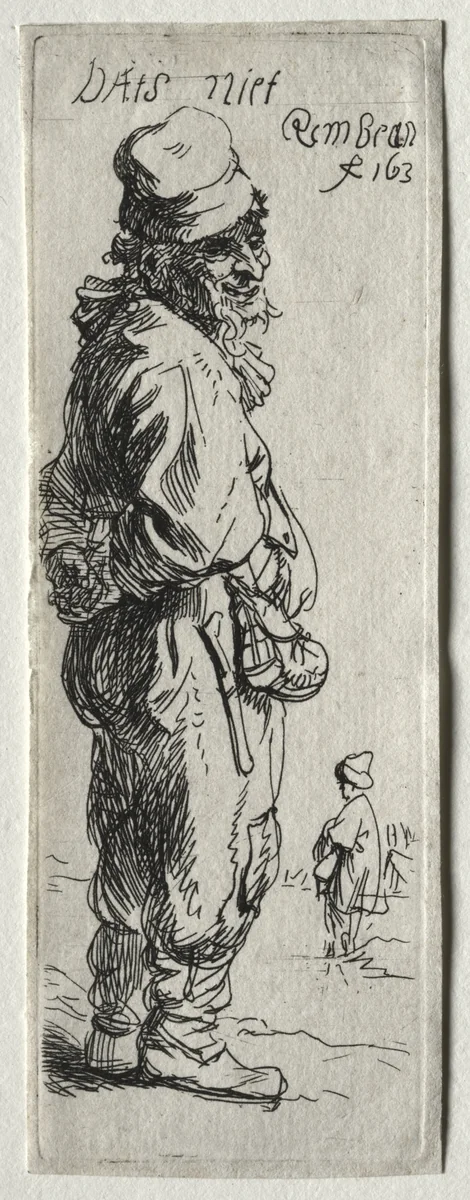 A Peasant Replying: "that's nothing" by Rembrandt van Rijn, print, 1629-1639