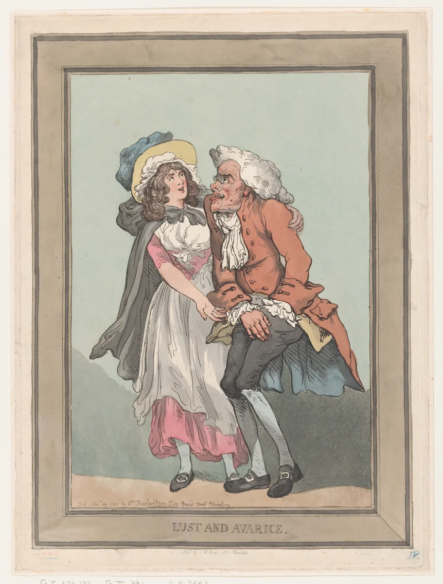 Lust and Avarice by Thomas Rowlandson, print, 1788