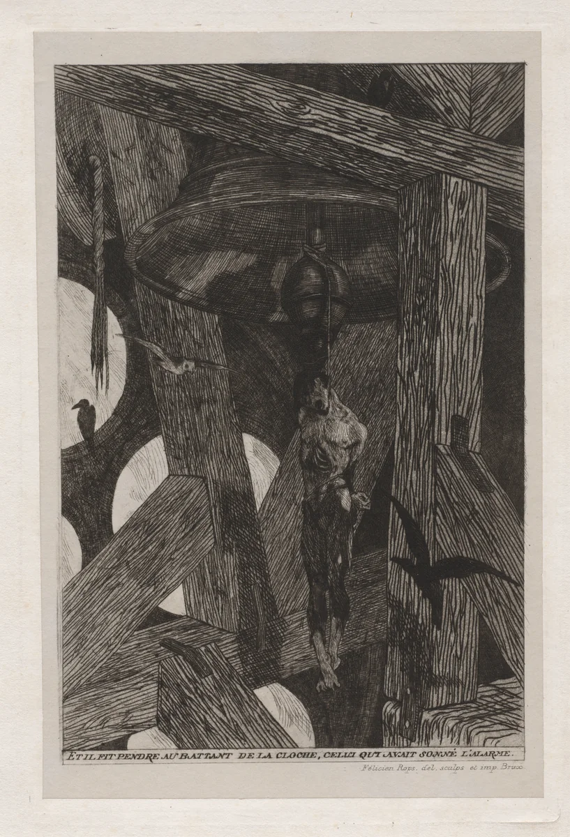 The Legend and Adventures of Ulenspiefel and Lamme Goedzak: The Hanged Man (La legende et les aventures d'Ulenspiegel et Lamme Goedzak: Le pendu) by Félicien Rops, print, 1867