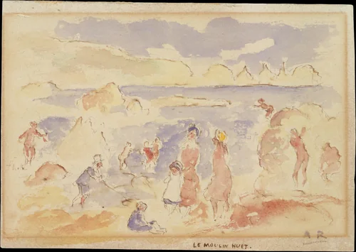 Beach Scene by Auguste Renoir, drawing, 1883