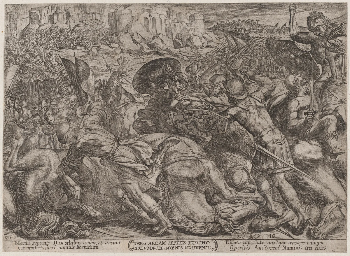 Plate 10: The Fall of Jericho, from "The Battles of the Old Testament" by Antonio Tempesta, print, 1585-1615