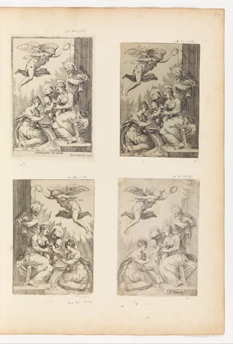 Mystic Marriage of St. Catherine (reverse copy) by Giulio Bonasone, print, 1600-1657