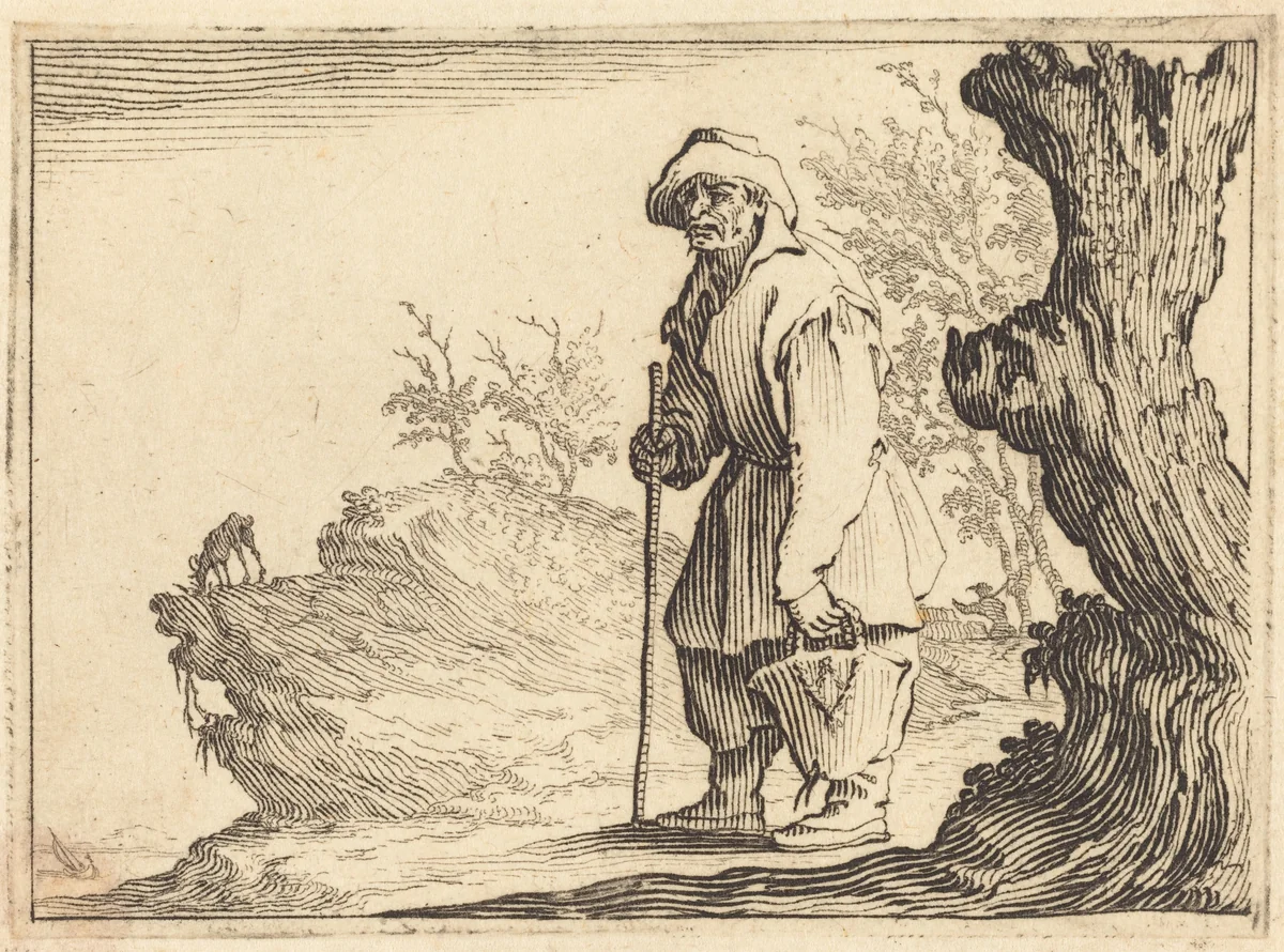 Peasant with Sack by Jacques Callot, print, 1617