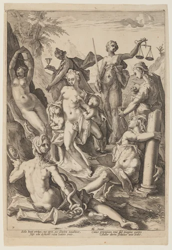 The Seven Virtues by Jacob Matham, print, 1600