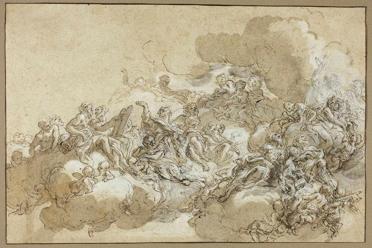 Detail Study for The Assumption of St. Agnes by Giovanni Battista Gaulli, drawing, 1670-1690
