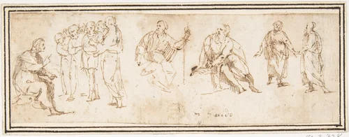 Figures by Francesco Allegrini, drawing, 1624-1663