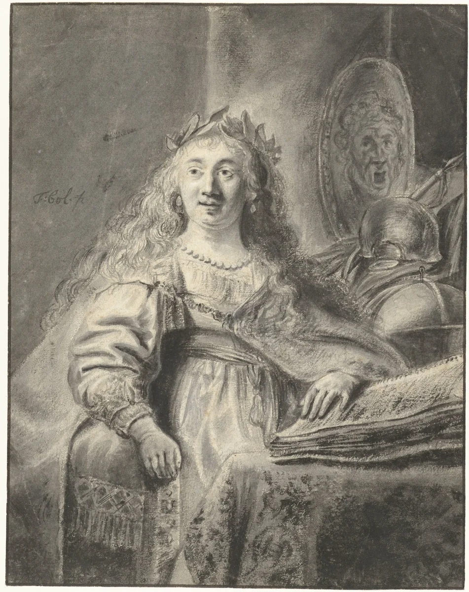 Minerva in her Study by Ferdinand Bol, drawing, 1636