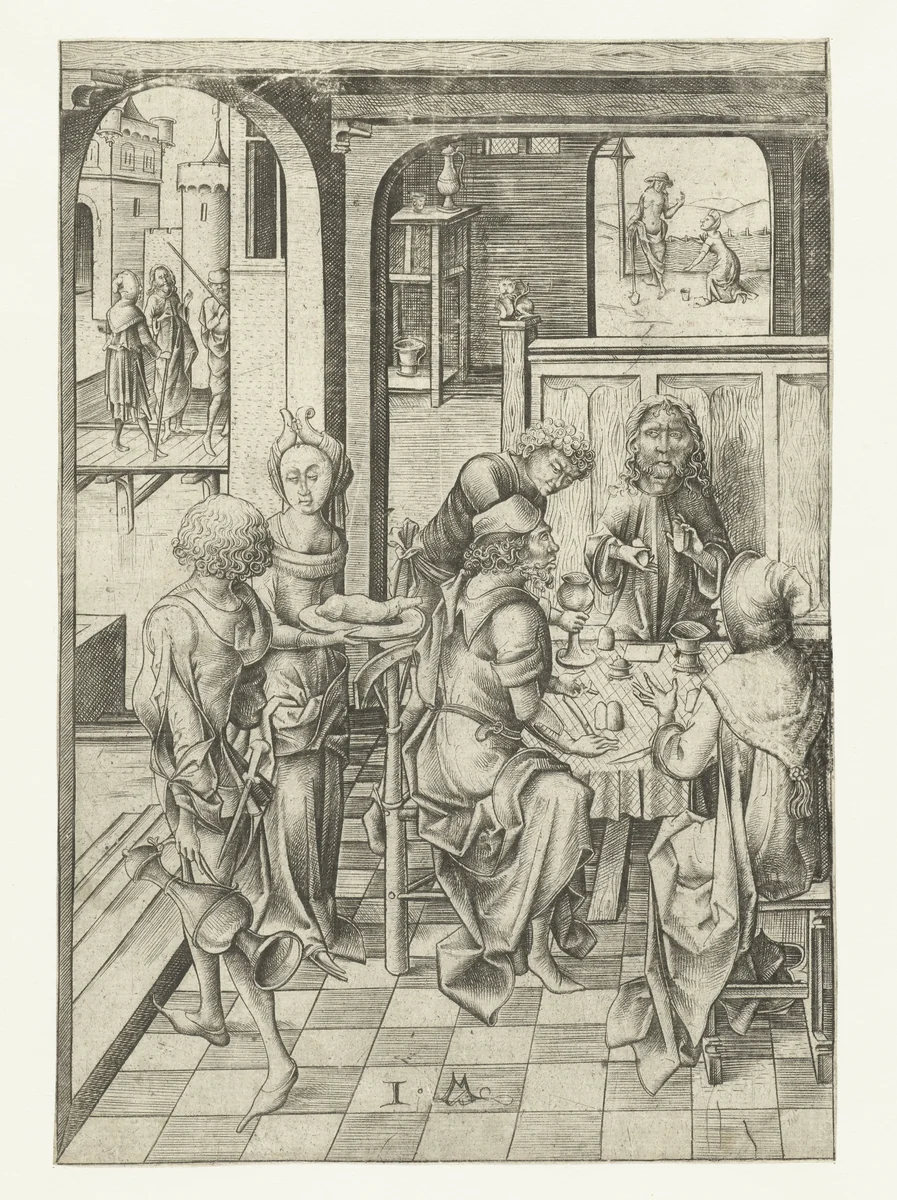 Christus in Emmaüs by Unknown, print, 1455-1503