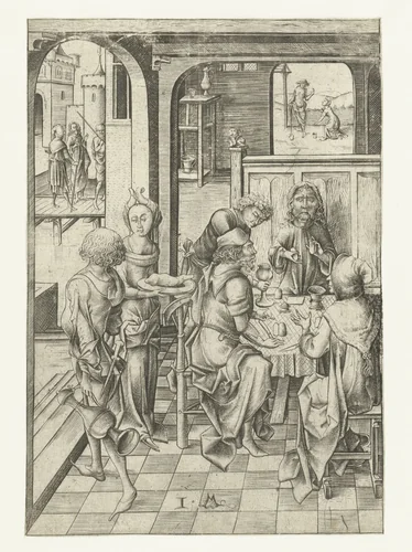 Christus in Emmaüs by Unknown, print, 1455-1503