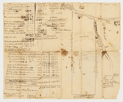 Survey of Sturgeon Creek, Maine by anonymous, drawing, 1752