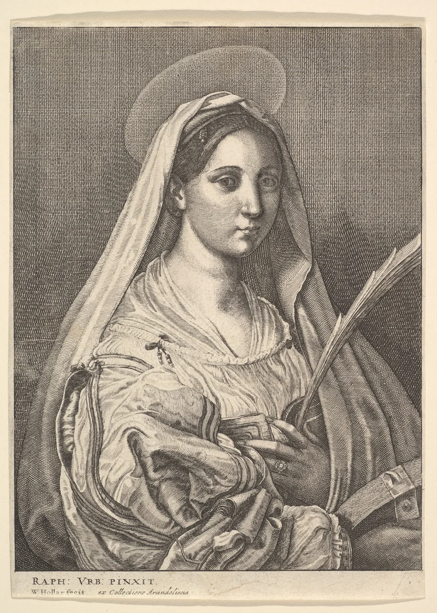 St. Catherine of Alexandria by Wenceslaus Hollar, print, 1644-1652