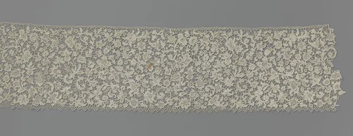 Strook naaldkant met veermotief by anonymous, other, 1875-1910