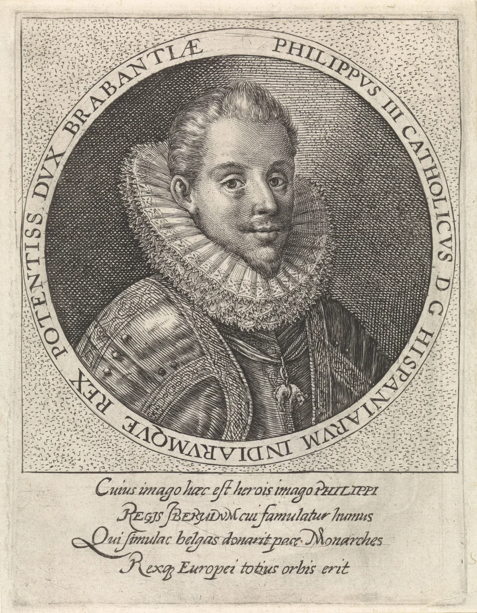 Portret van Filips III by Crispijn van de Passe, print, 1574-1637