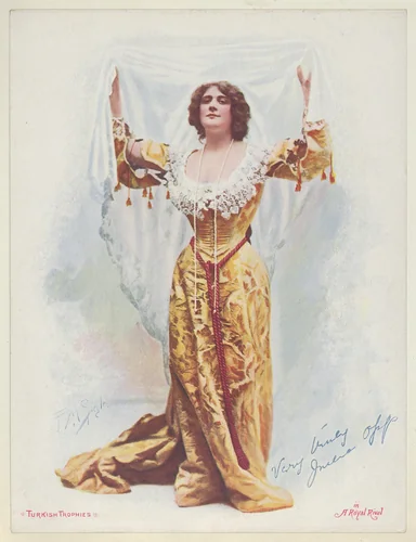 Julia Opp in A Royal Rival, from the Actresses series (T1), distributed by the American Tobacco Co. to promote Turkish Trophies Cigarettes by Frederick Moladore Spiegle, print, 1900