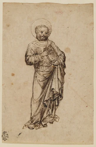 Standing Apostle or Saint by Michele Giambono, drawing, 1436-1470