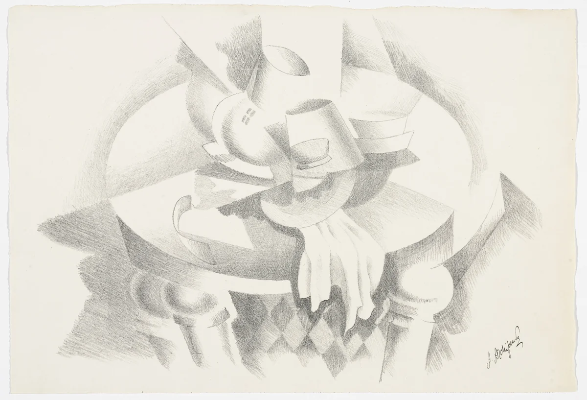 Untitled (Still Life) from the portfolio Alexandre Archipenko: Dreizehn Steinzeichnungen by Alexander Archipenko, print, 1921
