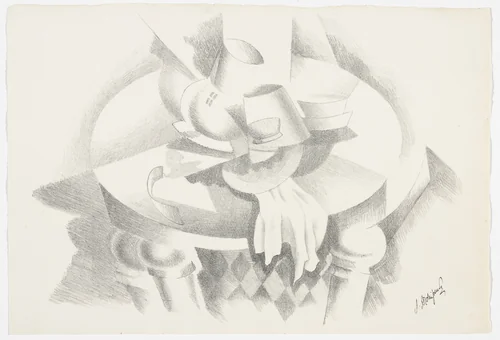 Untitled (Still Life) from the portfolio Alexandre Archipenko: Dreizehn Steinzeichnungen by Alexander Archipenko, print, 1921