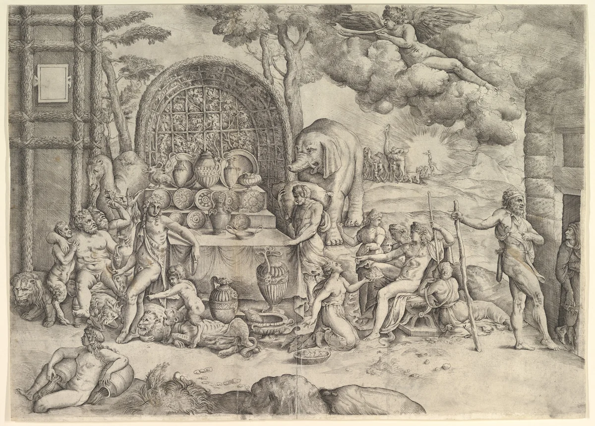 The Wedding of Cupid and Psyche (right panel) by Battista Franco, print, 1525-1566