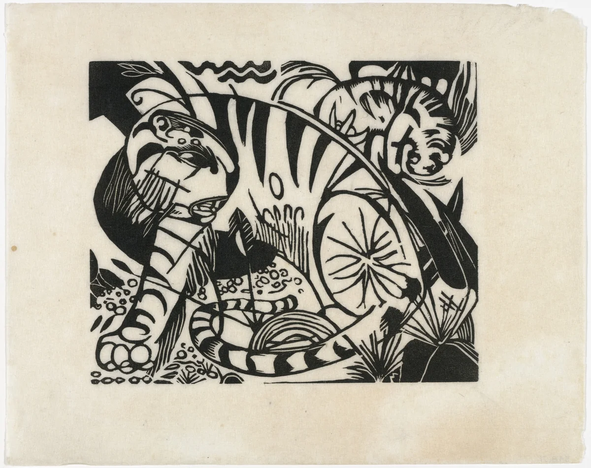 Tigers (Tiger) by Franz Marc, print, 1912
