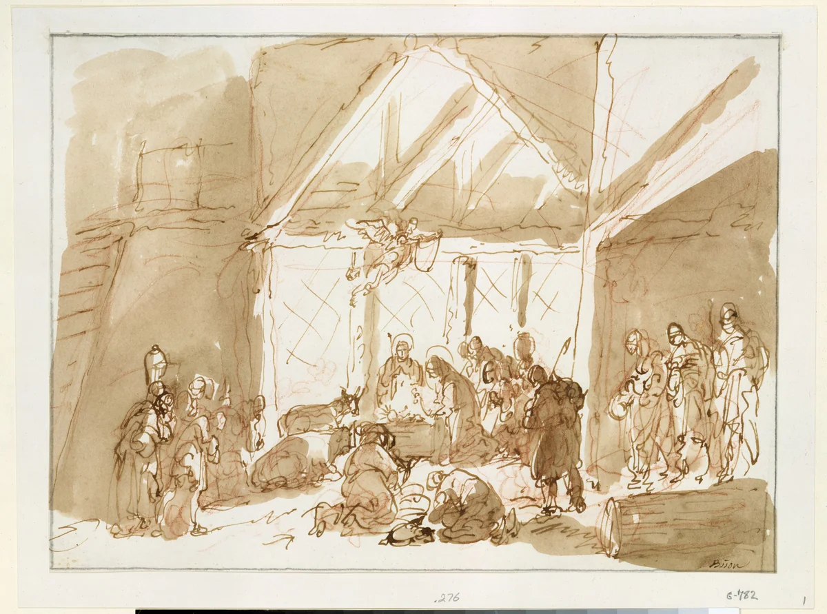 The Nativity of Christ, with Shepherds and Kings in Adoration by Giuseppe Bernardino Bison, drawing, 1779-1847