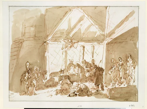 The Nativity of Christ, with Shepherds and Kings in Adoration by Giuseppe Bernardino Bison, drawing, 1779-1847