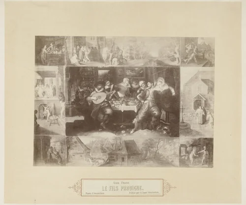 Schilderij De geschiedenis van de verloren zoon door Frans Francken II by Andries Jager, photograph, 1855-1870