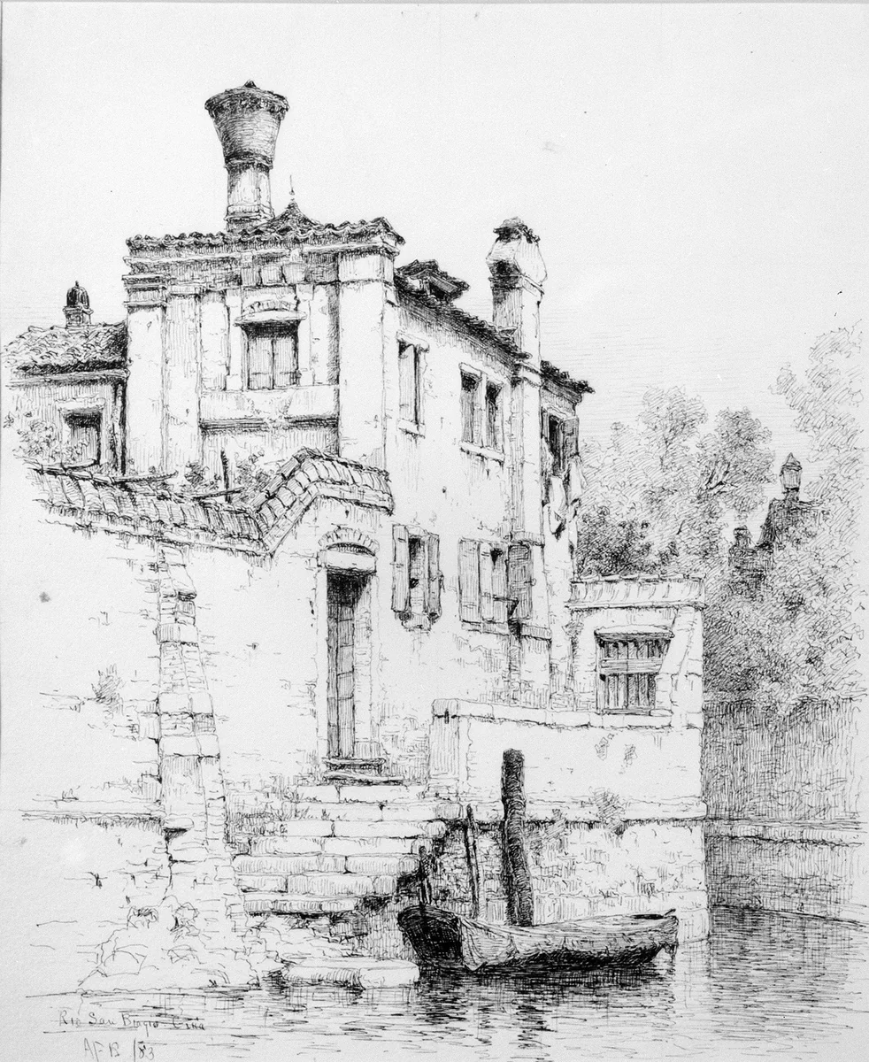 Rio San Biago, Venice by Andrew Fisher Bunner, artwork, 1883