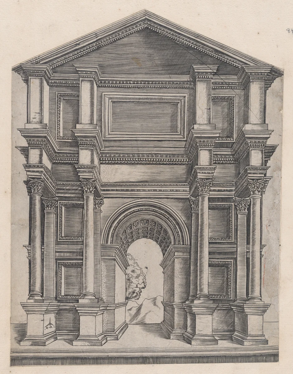 Arch by Master GA with the Caltrop, from "Speculum Romanae Magnificentiae" by Monogrammist G.A. with the Caltrop, print, 1530-1580