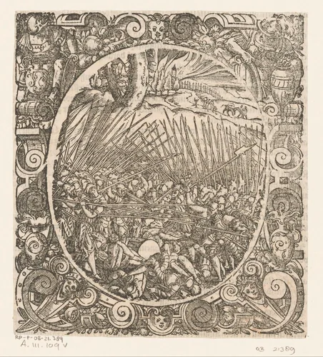 Gevecht tussen hellebaardiers by Jost Amman, print, 1573