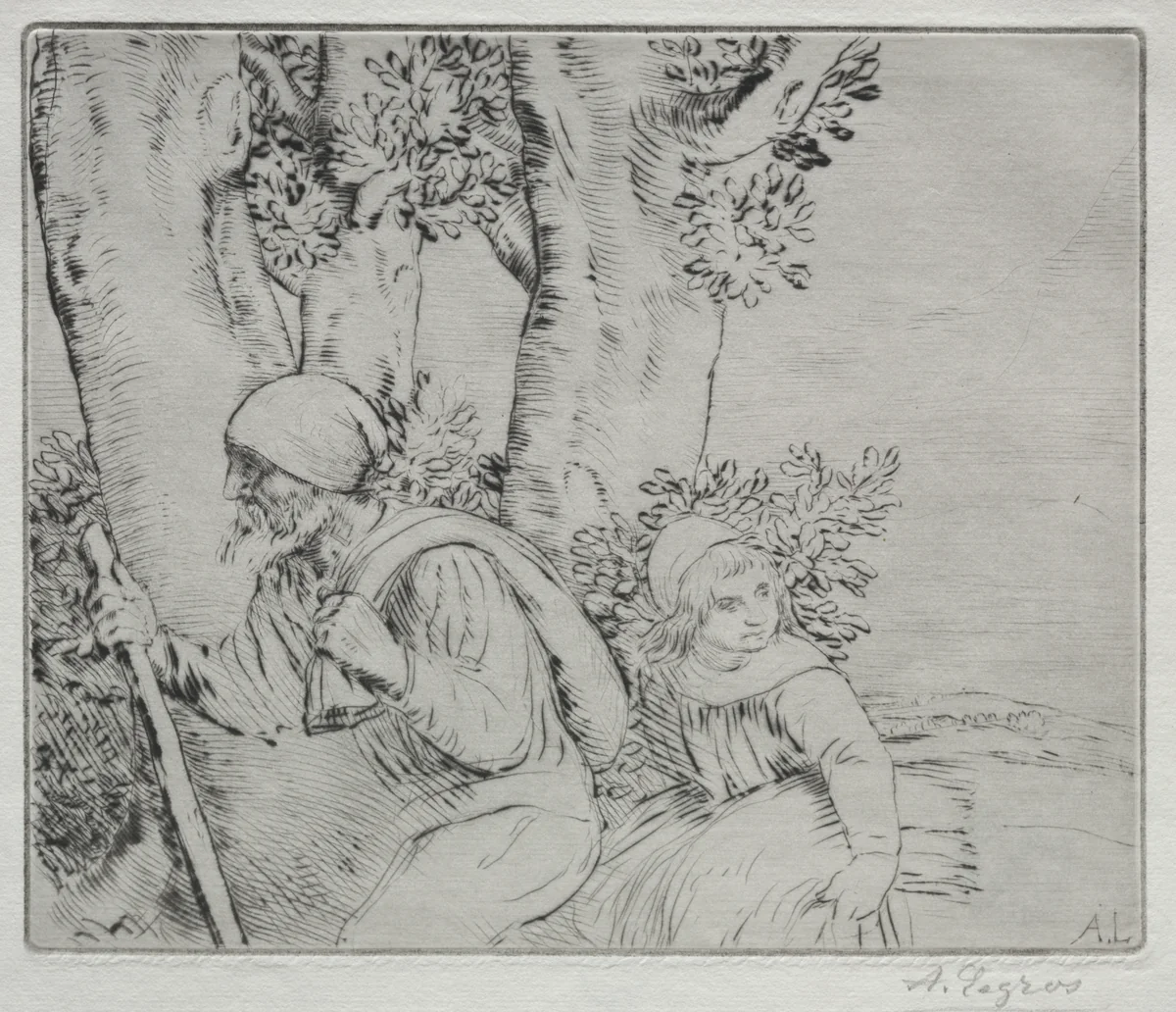 Return from the Field (2nd plate) by Alphonse Legros, print, 1857-1911