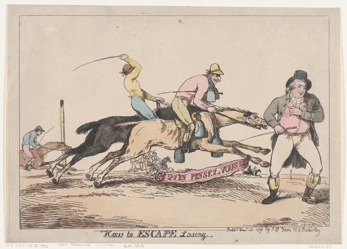 How to Escape Losing by Thomas Rowlandson, print, 1791