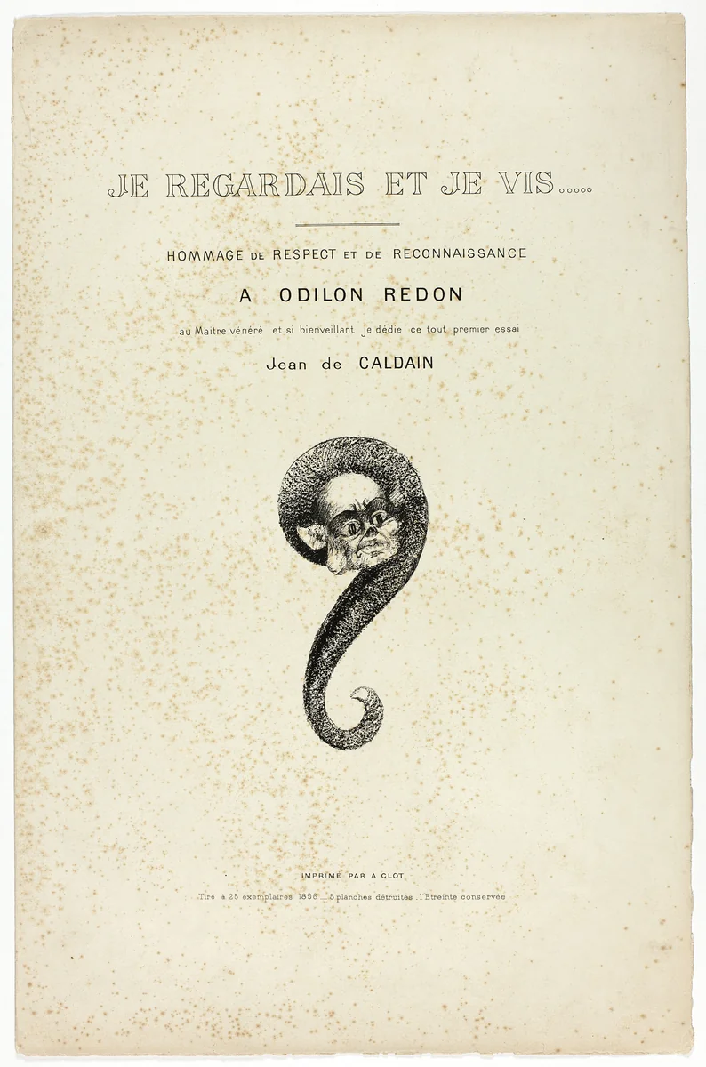 Title Page, from Je regardais et je vis... by Odilon Redon, print, 1896