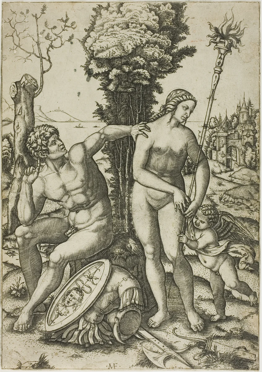 Mars, Venus, and Cupid by Marcantonio Raimondi, print, 1508