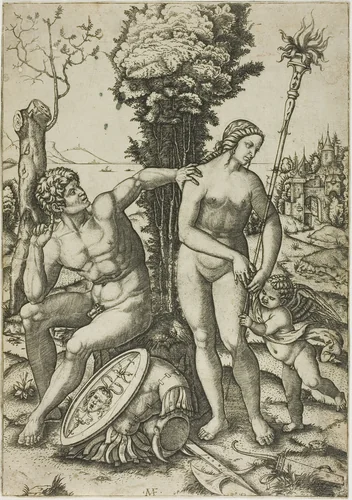 Mars, Venus, and Cupid by Marcantonio Raimondi, print, 1508